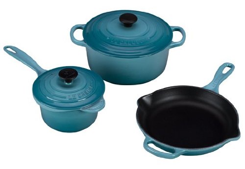 Le Creuset MS12051-17 Signature Cast Iron 5-Piece Cookware Set, Caribbean