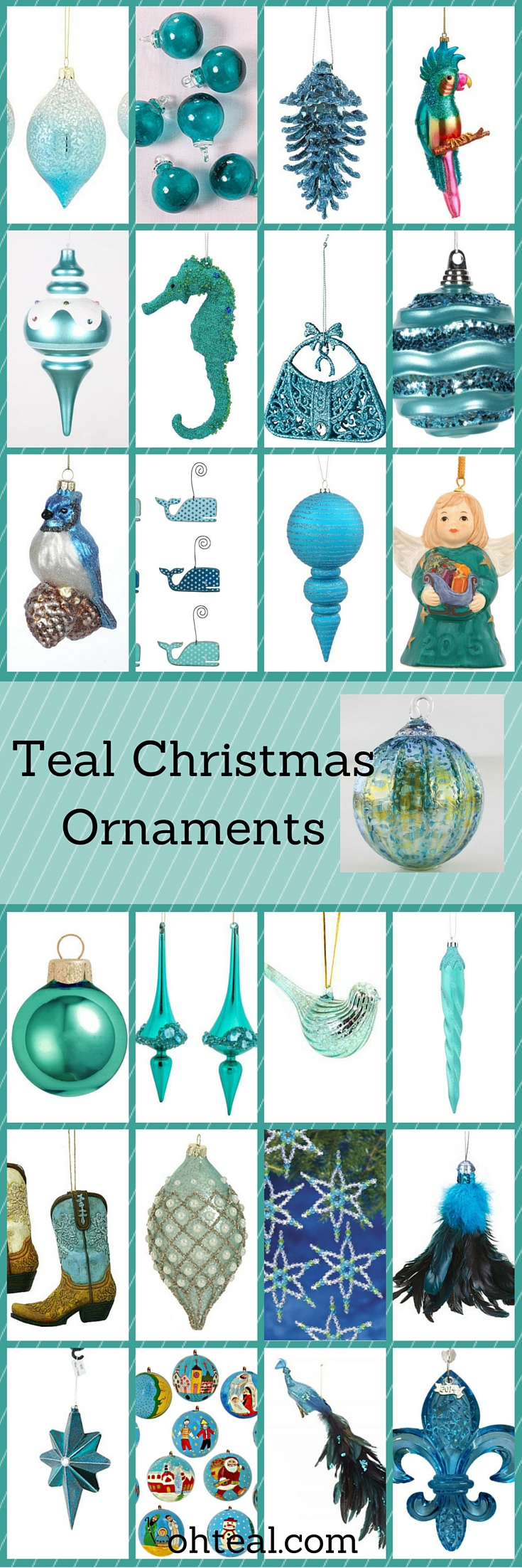 Teal Christmas Ornaments