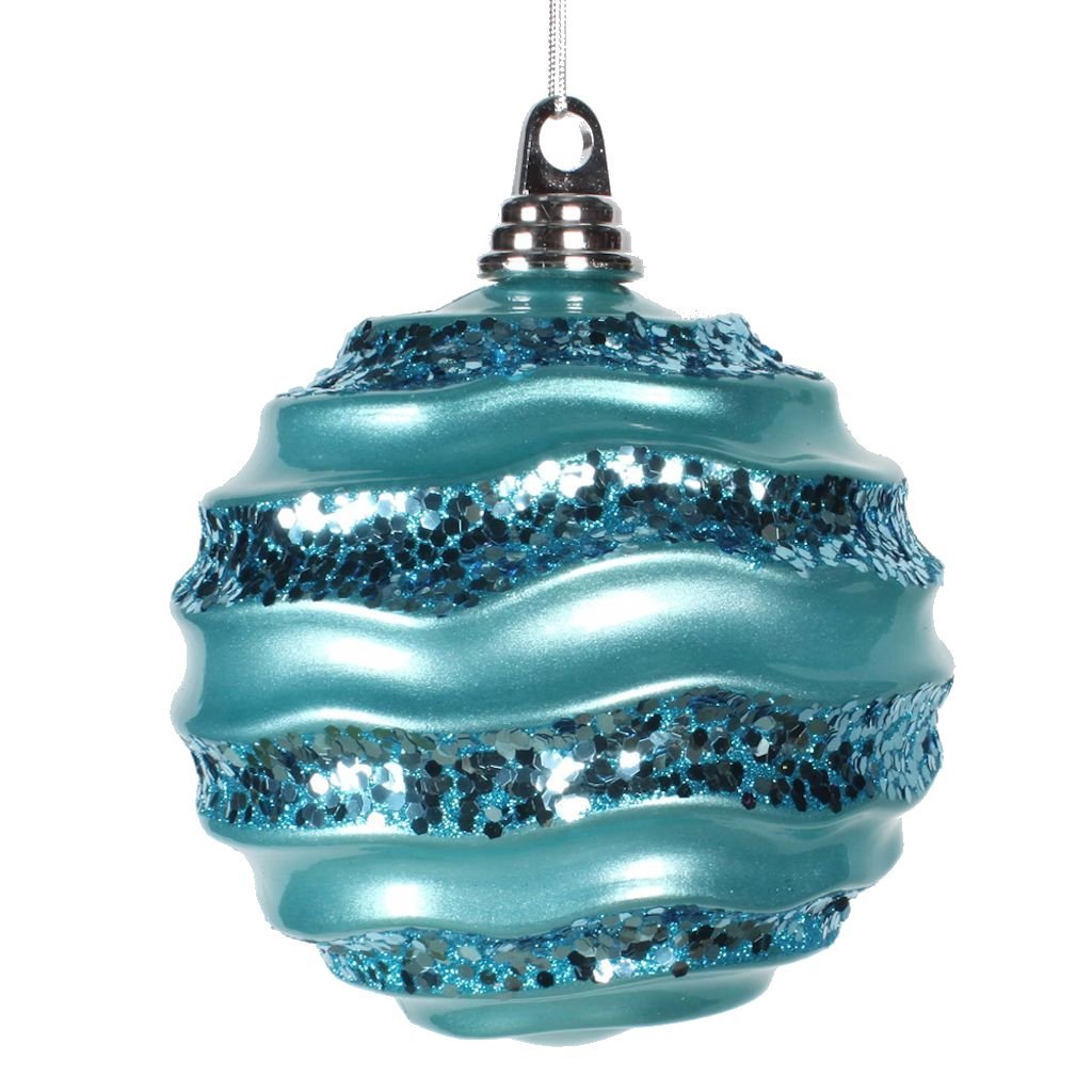 Teal Glitter Wave Ornaments